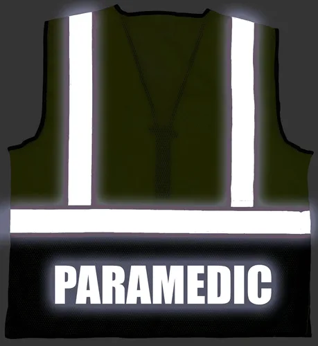 Vista 4 de Chaleco de seguridad para sobrevivientes paramédicos, tipo R Clase 2 con logotipos reflectantes y bolsillo trasero Jumbo
