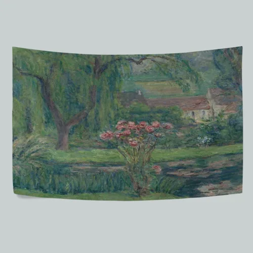 Vista 4 de WIHVE Tapiz de pared con diseño de rosas Monet, para colgar en la pared, 60 x 40 pulgadas