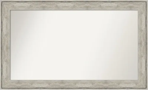 Vista 332 de Amanti Art Espejo de baño plateado para sobre el fregadero, 28 x 37 pulgadas, elegante espejo rectangular de peltre cepillado, marco de madera