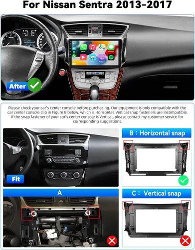 Vista 7 de [8 Core 4G+64G] Qualcomm Radio de coche para Nissan Sentra 2013-2017 estéreo de coche con CarPlay Android Auto, Android 13 10 pulgadas pantalla