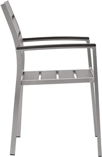 Vista 3 de Modway EEI-3130-SLV-GRY Sillón de comedor de aluminio para patio al aire libre Shore en gris plateado