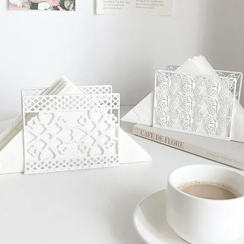 Vista 4 de Servilletero para mesa, marco de metal de mariposa, soporte de decoración de mesa de comedor, dispensador de servilletas ideal para mesas de cocina