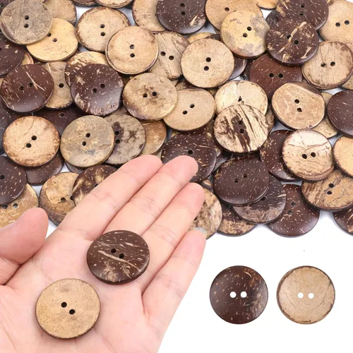 Vista 6 de YAKA 100pc nuevo grueso coco Shell 2 agujeros botón artesanía/coser/productos calientes