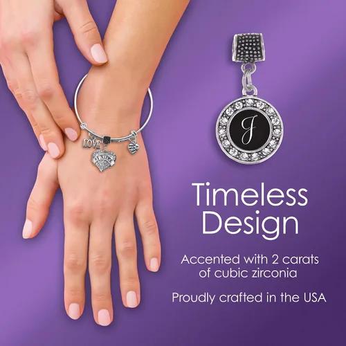 Vista 3 de Inspired Silver - Dije de corazón de plata pavimenta para pulsera con joyas de circonita cúbica