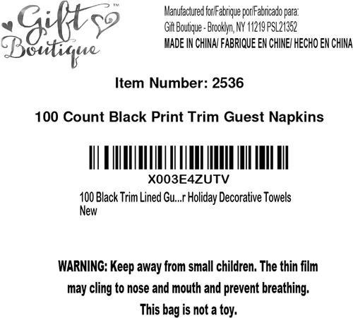 Vista 8 de Gift Boutique Paquete de 100 Servilletas de Invitados Forradas con Ribete Negro de Papel Desechable Elegante Servilleta de Mano para Cena Baño Boda
