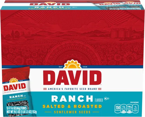 Vista 13 de DAVID - Semillas de girasol tostadas y saladas, 1.625 onzas, paquete de 12