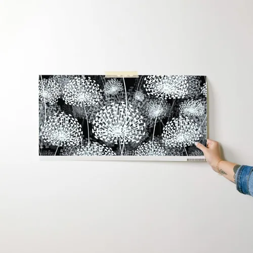 Vista 7 de Spoonflower Papel tapiz para despegar y pegar, diseño de dientes de león blanco y negro, flores de estilo vintage, floral, naturaleza, papel tapiz
