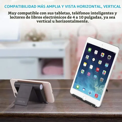 Vista 6 de COOLOO - Soporte de escritorio ajustable multiángulo para teléfonos inteligentes, tabletas y lectores electrónicos, compatible con iPhone, iPad