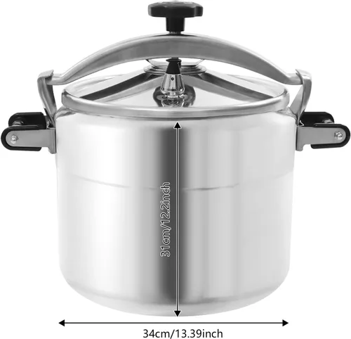 Vista 6 de Olla a presión de aluminio de 31.7 cuartos de galón, 2 válvulas de seguridad, 5 PSI de gran capacidad, olla para cocinas o uso comercial, estufas