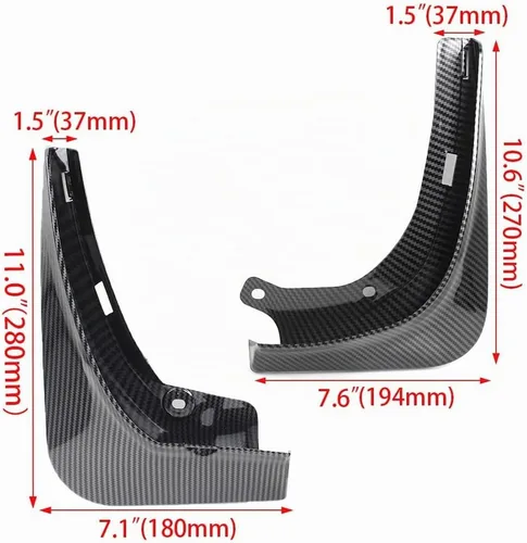 Vista 6 de Tesla Model 3 - Juego de 4 guardabarros sin perforación, protectores contra salpicaduras color negro, para Tesla Model 3 2017-2023 (fibra de carbono)