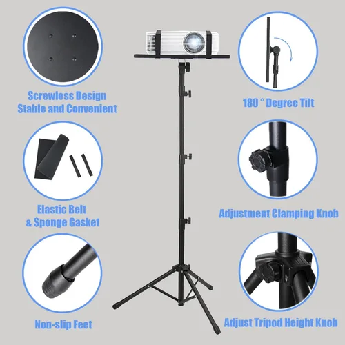 Vista 9 de Kereal Soporte de trípode para proyector de laptop, soporte de suelo portátil universal para equipos de DJ, oficina, escenario, estudio, podio