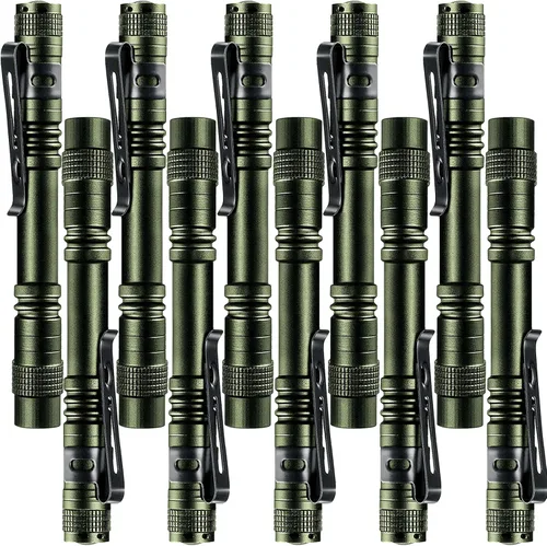 Vista 8 de Beieverluck Paquete de 10 Mini Linternas Pequeñas, Linterna de Bolsillo Tipo Pluma con Clip, Luz Táctica Tipo Pluma para Acampar al Aire Libre