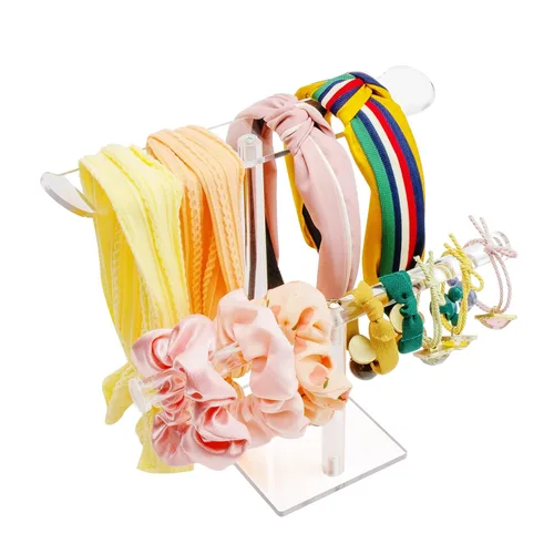 Vista 9 de Soporte de diadema de acrílico, organizador de accesorios para el cabello, soporte transparente para niñas