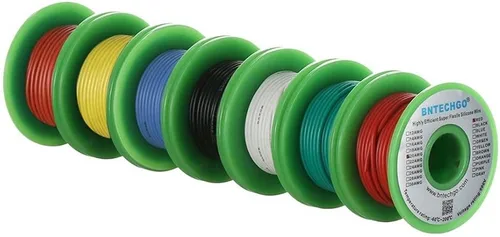 Vista 2 de BNTECHGO - Kit de cables de silicona de 7 colores calibre 20, cada uno de 25 pies de largo, cables de cobre estañado trenzados y flexibles