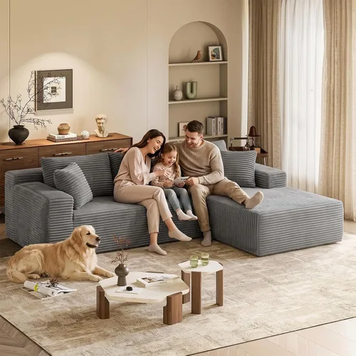 Vista 8 de Sofá sin hueso, sofás seccionales de 102.4 pulgadas para sala de estar con sofá en forma de L Sofá Cloud seccional con diván, sofá modular de nube
