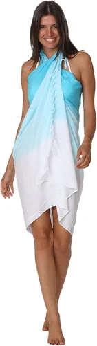 Vista 3 de INGEAR - Pareo largo de playa, envoltura para traje de baño con concha de coco incluida, color azul