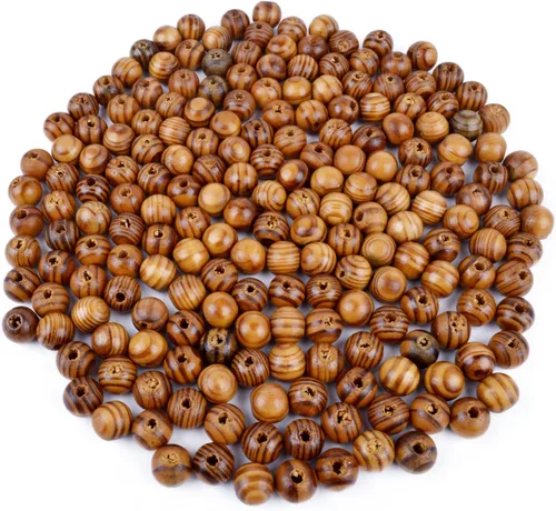 Vista 10 de BronaGrand 200 cuentas redondas de madera de 0.315 pulgadas, cuentas espaciadoras de madera natural, cuentas de madera para hacer joyas DIY