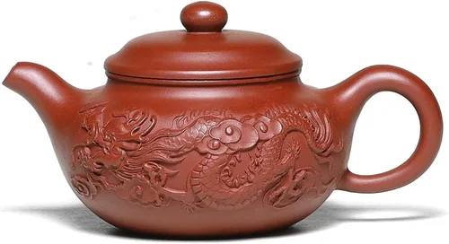 Vista 8 de Zisha - Tetera Dragon Dezhong de 11 onzas, tetera hecha a mano de arcilla china genuina Yixing con filtro, infusor Kung Fu de hojas sueltas