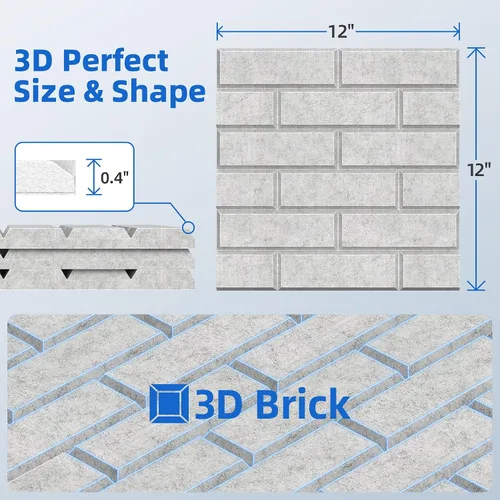 Vista 6 de Paquete de 12 paneles acústicos con autoadhesivo, paneles de espuma de alta densidad de 12 x 12 x 0.4 pulgadas para paredes, paneles de pared Gris