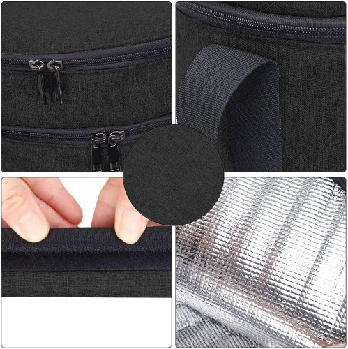 Vista 3 de HERSENT Bolsa de almuerzo térmica aislada para alimentos, cazuela, portador de pasteles, bolsa de almacenamiento aislada con asas de transporte, 2