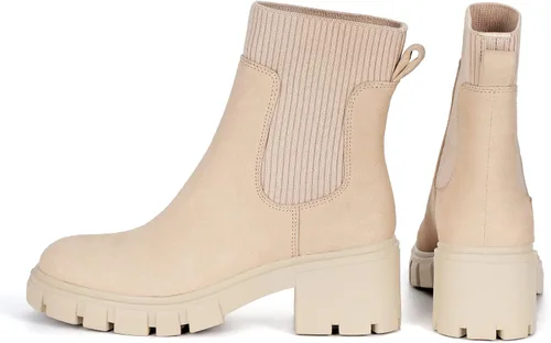 Vista 4 de Rihero Botas Chelsea para mujer con suela de lengüeta y tacón grueso elástico