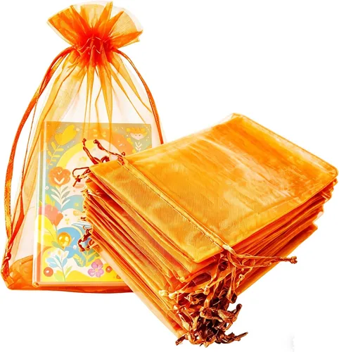Vista 32 de Paquetes de 50 bolsas de organza de regalo de 4 x 6 pulgadas, cordón negro a granel para baby shower, Navidad, cumpleaños de profesores, recuerdos