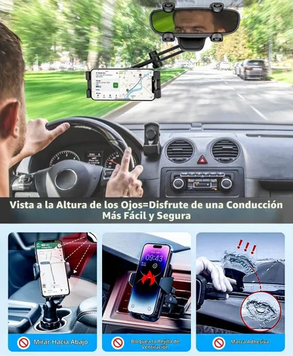 Vista 3 de Soporte para tableta de espejo retrovisor para coche y camión
