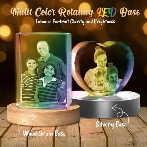 Vista 5 de Foto de cristal 3D personalizada, foto de cristal grabada con láser 3D, regalos de imagen personalizados para marido y esposa. Regalo personalizado