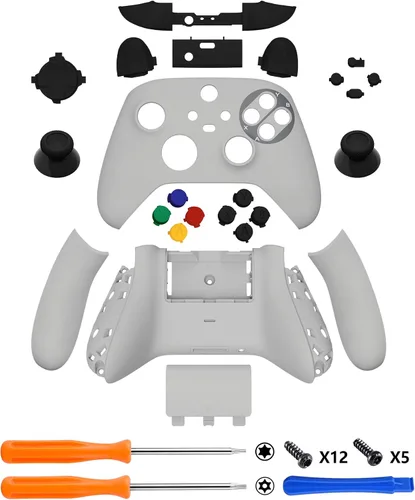 Vista 3 de eXtremeRate Juego completo de botones de carcasa para Xbox Series X y S Controller, SFC SNES Classic EU estilo de repuesto rieles laterales agarres