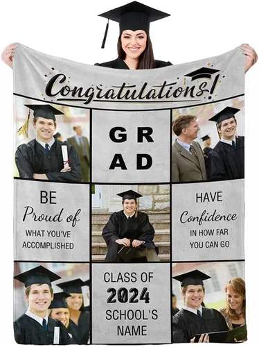 Vista 15 de D-Story Manta de franela personalizada para mujer, regalos de graduados, regalo de graduación de secundaria, regalos de graduación personalizados
