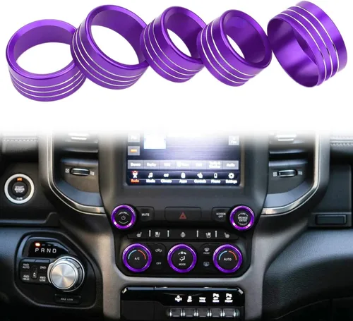 Vista 9 de Accesorios para Dodge Ram 2019 2020 2021 Cubierta de perilla de control interior AC/volumen/modo/AUTO/interruptor de navegación decoración botón