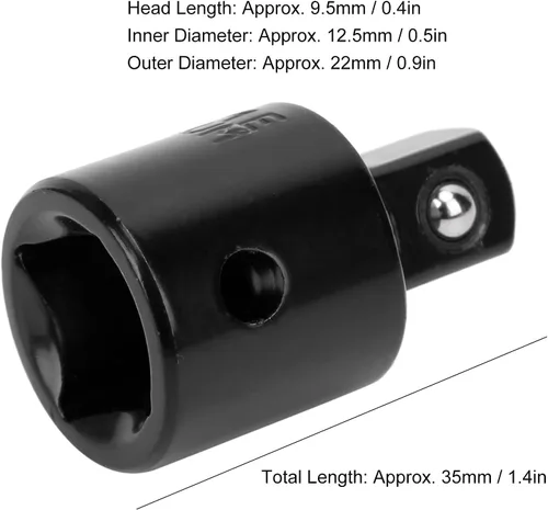 Vista 6 de Adaptador de llave de trinquete convertidor de acero de alto carbono 1/2 a 3/8 herramienta de conversión para aire de impacto y llave eléctrica, 2
