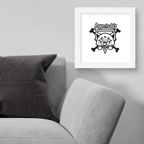Vista 3 de Trends International Gallery Pops Sanrio Aggretsuko - Póster de pared de metal Crossbones, 12.00 x 12.00 pulgadas, versión de marco blanco