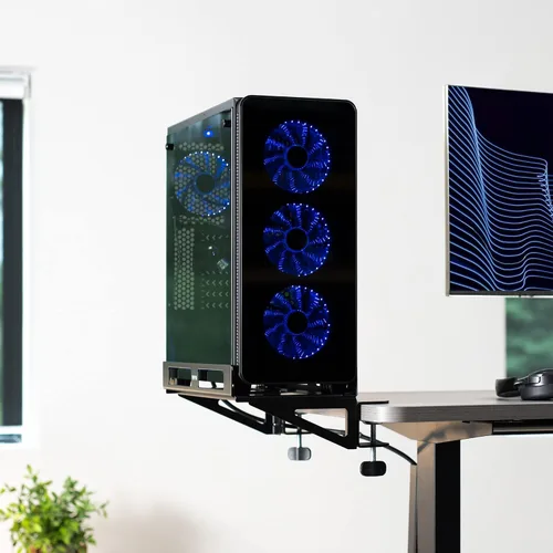 Vista 2 de VIVO Soporte extensor de escritorio para PC con opción de montaje en pared, soporte estándar y grande para computadora de juegos, ajustable