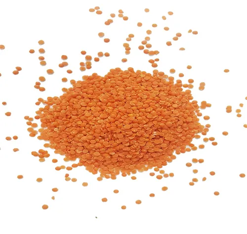 Vista 4 de Lentejas orgánicas rojas divididas, también conocidas como Masoor Dal, bajas calorías ricas en hierro y proteínas, sin OMG, veganas a granel, 1 libra