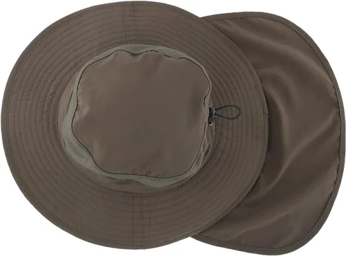 Vista 3 de Home Prefer Sombrero de sol UPF50+ de malla para exteriores, de ala ancha, con solapa para el cuello, sombrero de pesca para hombres y mujeres Verde