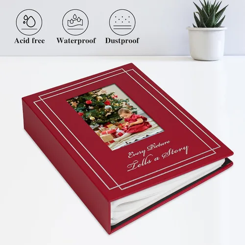 Vista 4 de Álbum de fotos de 4 x 6 pulgadas (10 x 15 cm) con 50 fotos, cubierta de cuero, álbum de fotos para bodas, gran capacidad, libro de imágenes