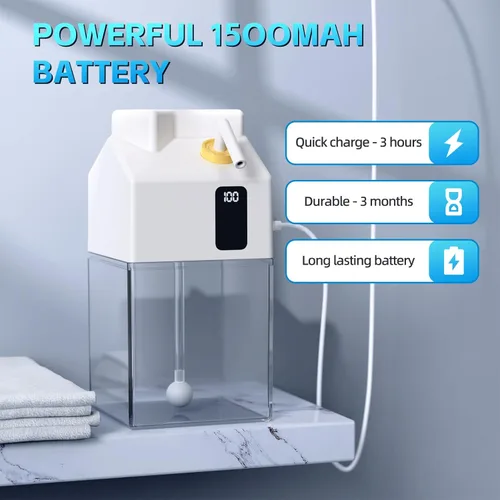 Vista 7 de Dispensador automático de jabón espumoso sin contacto, dispensador inteligente de jabón para platos de manos recargable por USB para fregadero