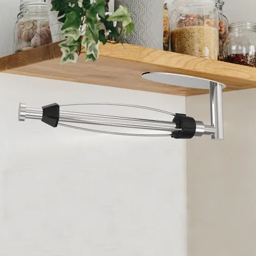 Vista 5 de Toallero de papel para debajo del gabinete, soporte de pared de níquel cepillado, soporte para toallas de papel para colgar debajo del mostrador