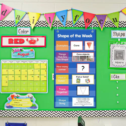 Vista 2 de Auchq All About Shapes - Póster de pared con 65 tarjetas, ideal para VPK, preescolar, preescolar, jardín de infantes, grado 1
