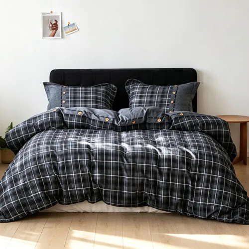 Vista 8 de Simple&Opulence Juego de funda de edredón 100% algodón con estampado a cuadros de búfalo, juego de cama de 3 piezas, incluye 1 funda de edredón y 2