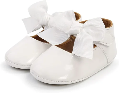 Vista 3 de Baby Girls Mary Jane Flats Shoes Moccasins Rubber Non-Slip Soft Sole Toddler Princess Dress Shoes
