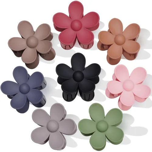 Vista 11 de Pinzas para el cabello de flores, 8 unidades, pinzas grandes para mujeres y niñas, cabello grueso y delgado, agarre fuerte, antideslizantes