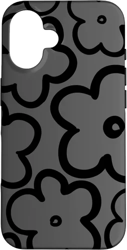 Vista 32 de Cute Flower Pattern Wildflower Charcoal Grey Black Floral Case for iPhone 17
