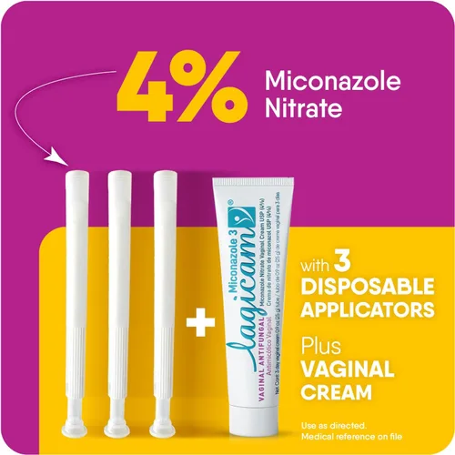 Vista 5 de Lagicam - Tratamiento para infección por levaduras de 3 días para mujeres, comienza a trabajar el primer día, nitrato de miconazol, crema vaginal