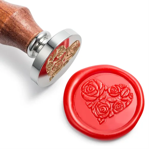 Vista 9 de Mceal Sello de cera, cabeza de latón con mango de palisandro, 1.2"(30mm) de diámetro, (signo de dólar)