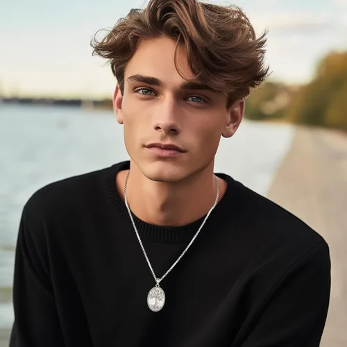 Vista 5 de Eusense Collar de ópalo para mujeres y hombres, joyería de ópalo azul y blanco de plata de ley 925 con dije de ópalo auténtico, regalo