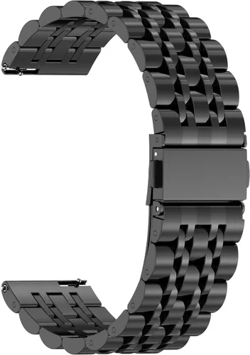 Vista 6 de ZPJPPLX 20mm 22mm Quick Release Metal Watch Band for Garmin Samsung Amazfit Negro
