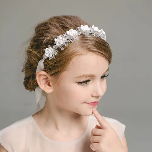 Vista 5 de Papoopy Tocado de niña de las flores para boda, primera comunión, novia, accesorios para el cabello (F9)