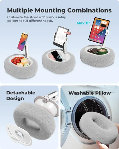 Vista 5 de Viozon Soporte de almohada para tableta, soporte de almohada Kindle, compatible con tableta/teléfono de 4 a 11 pulgadas con cuenco pequeño